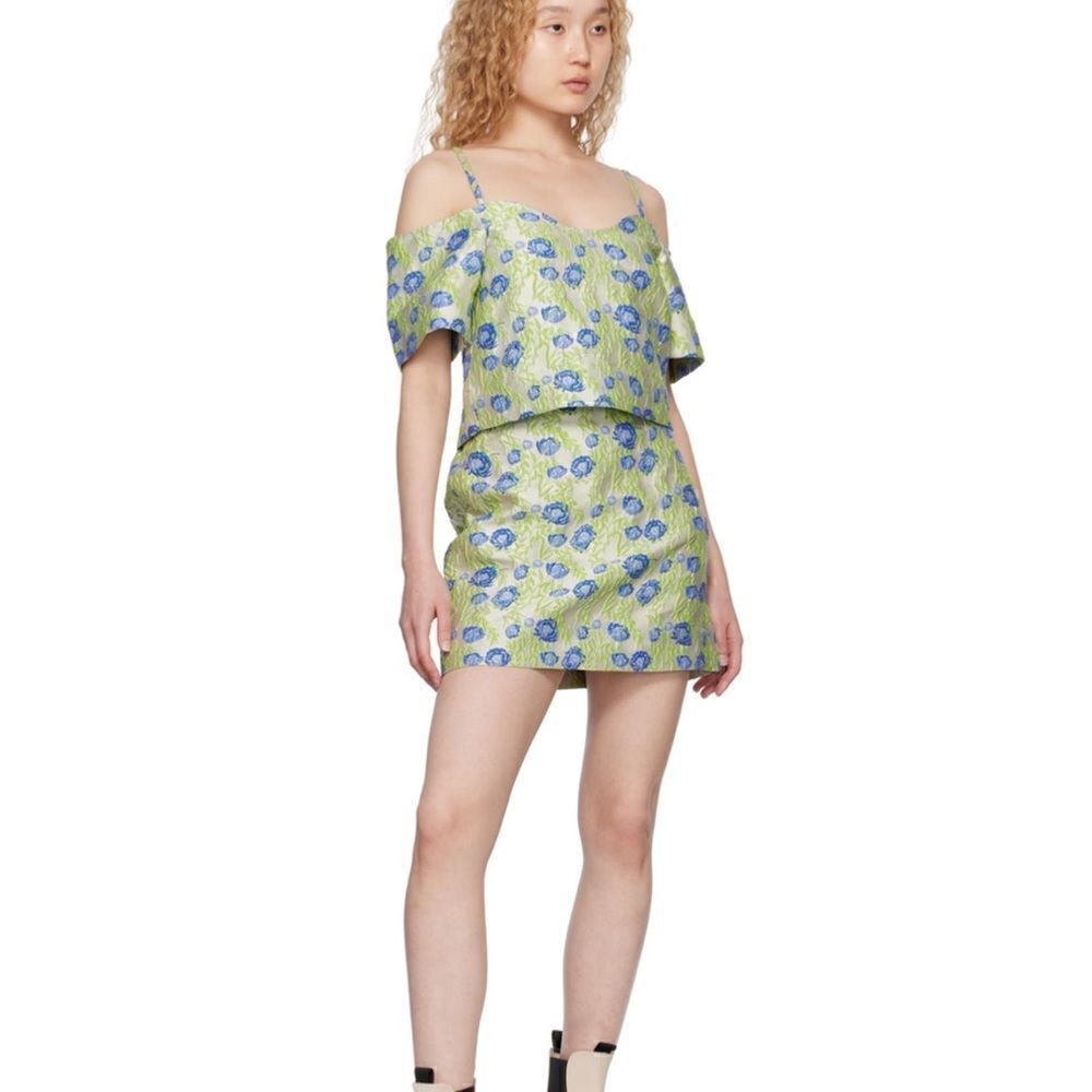 GANNI Gray Floral Blouse Medium NWT $255